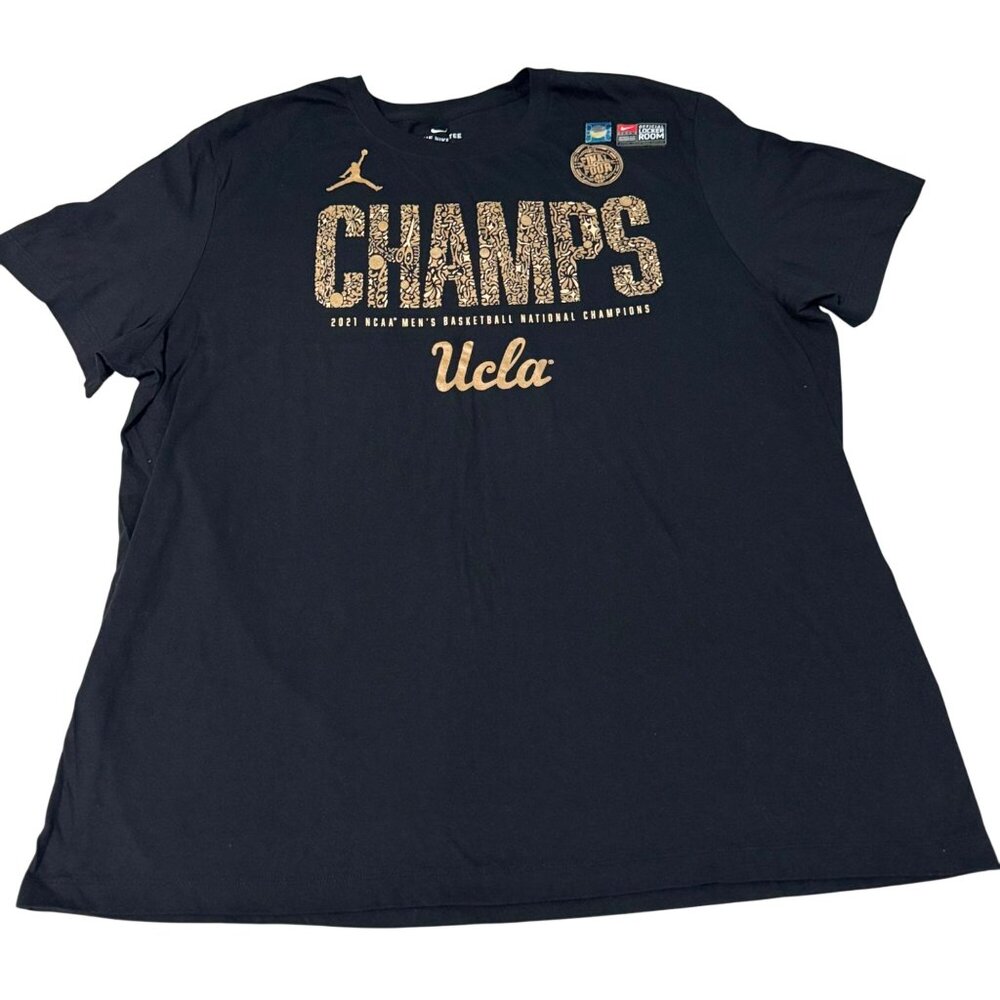 Nike UCLA Champs 2021 NCAA Mens Basketball National Champions Tee XXL Black Gold